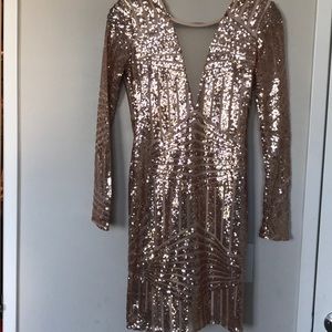 Rose Gold & Nude Sequins Dress